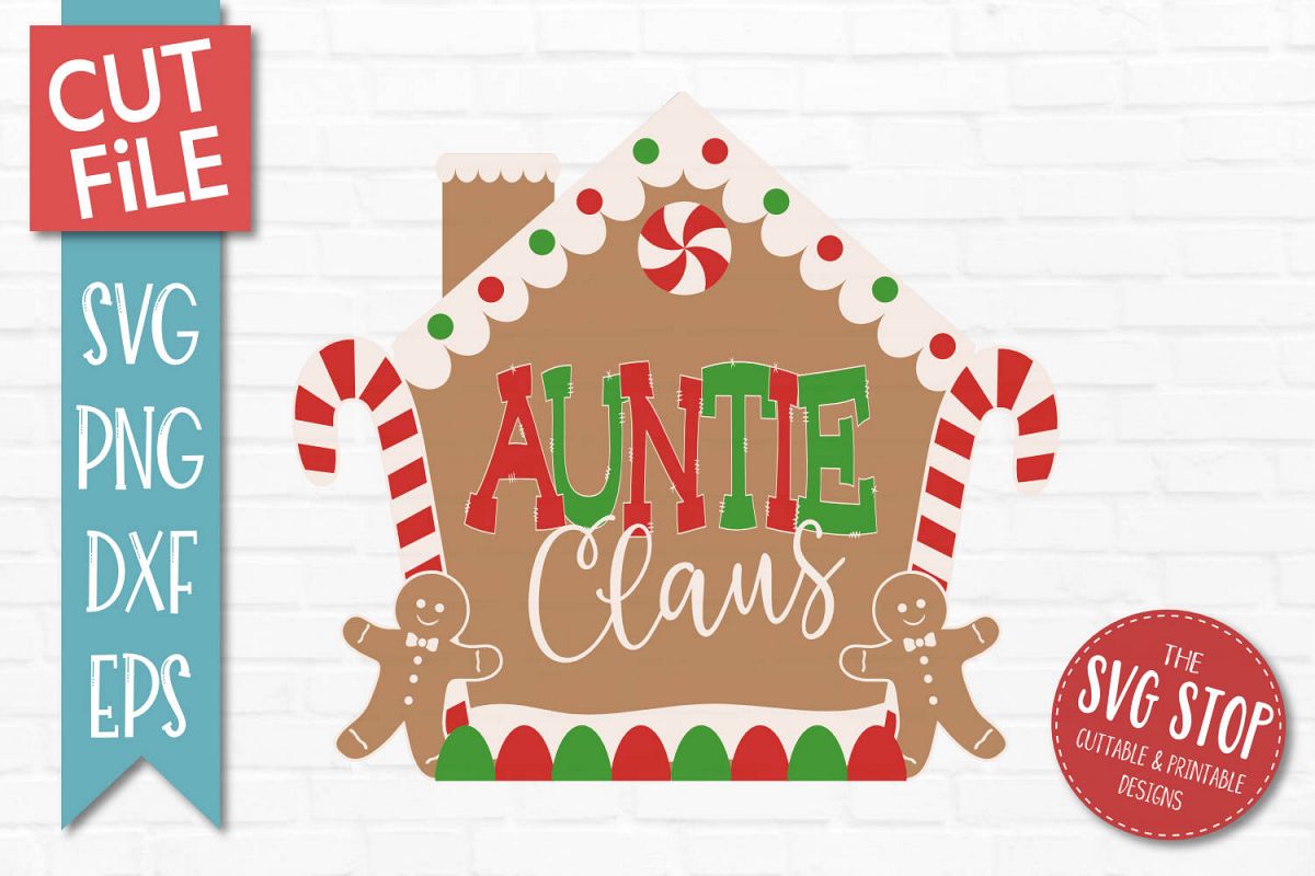 Auntie Claus Gingerbread Christmas SVG, PNG, DXF, EPS example image 1