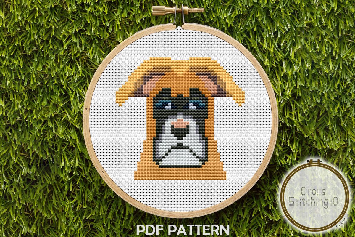 Boxer Dog Cross Stitch Pattern -Instant Download PDF example image 1