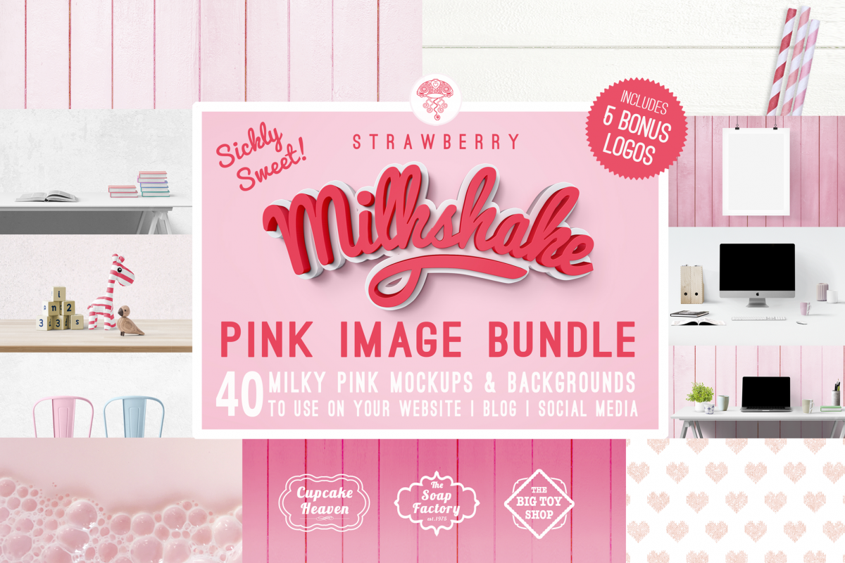 branding kit with pink backgrounds, pink mockups example image 1