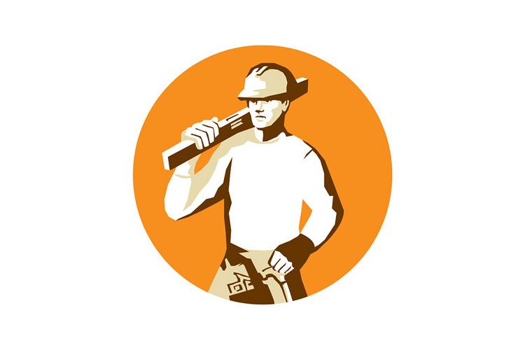 Builder Construction Worker Spirit Level Toolbelt Stencil example image 1