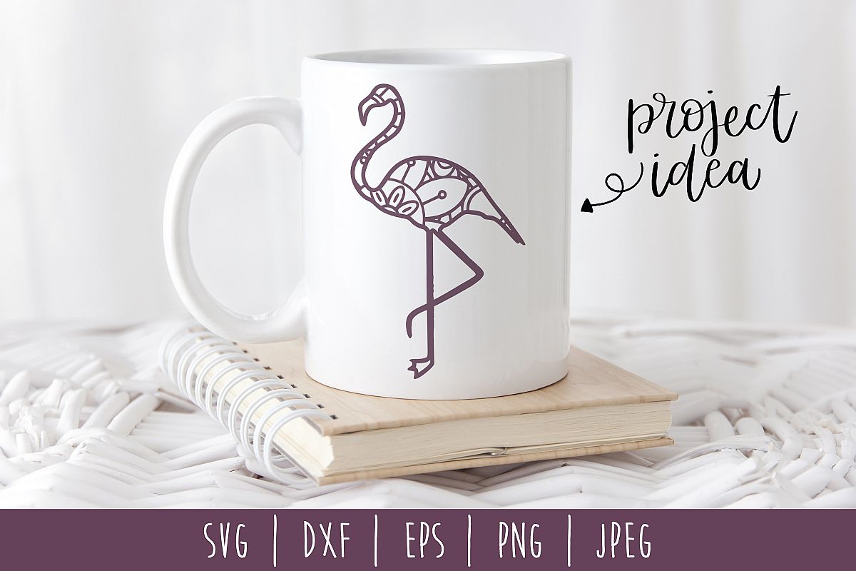 Flamingo Mandala Zentangle SVG, DXF, EPS, PNG, JPEG example image 1