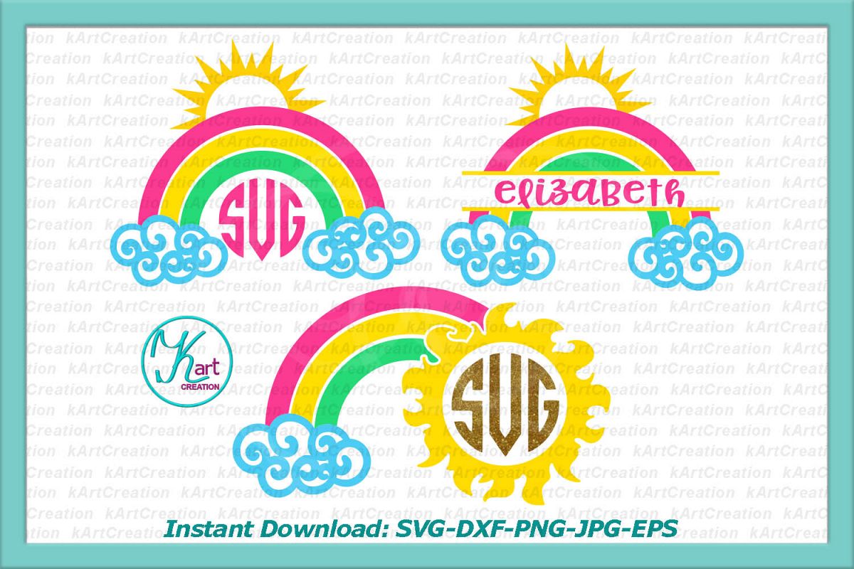 Rainbow Sun Circle Split monograms bundle svg dxf clipart example image 1