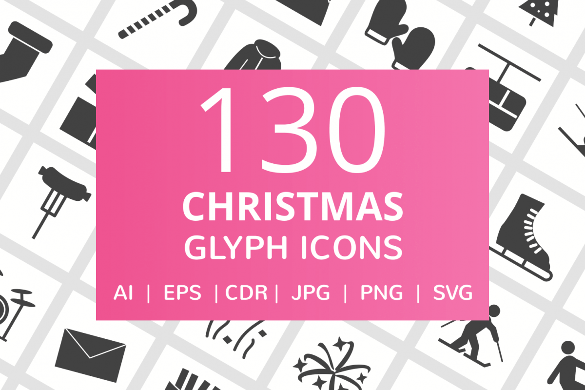 130 Christmas Glyph Icons example image 1