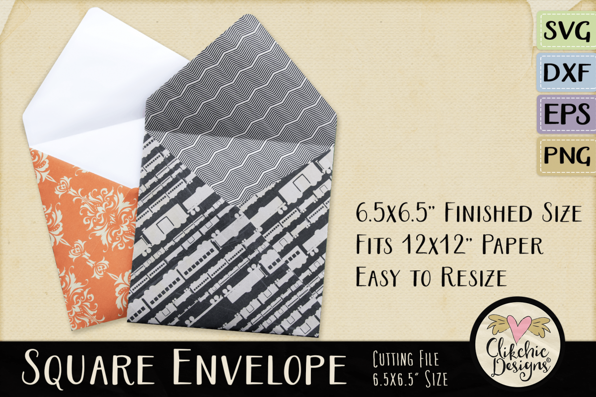 Square Envelope SVG - Square Envelope Cutting File Template example image 1
