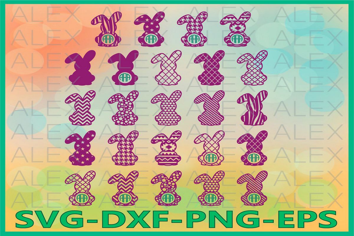 Rabbit svg, Easter SVG, Easter Bunny svg, Rabbits Monograms example image 1