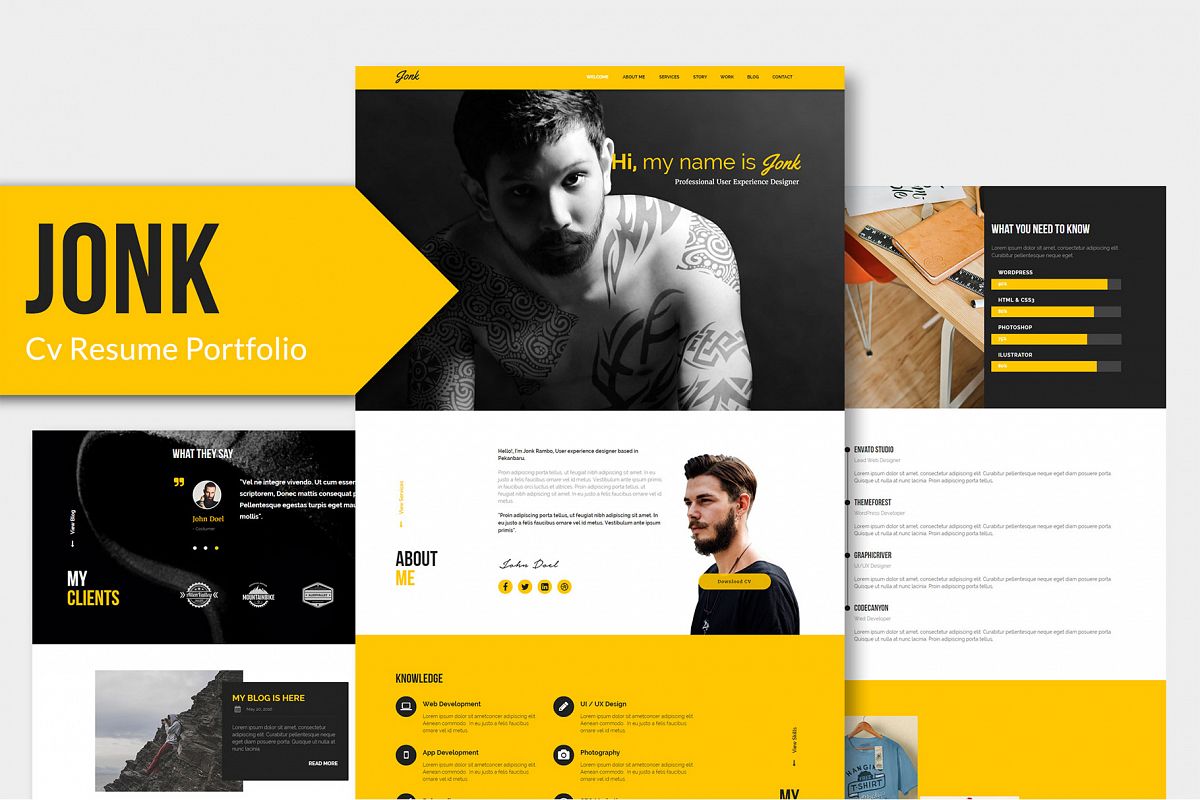 JONK - CV Resume Personal PSD Template example image 1