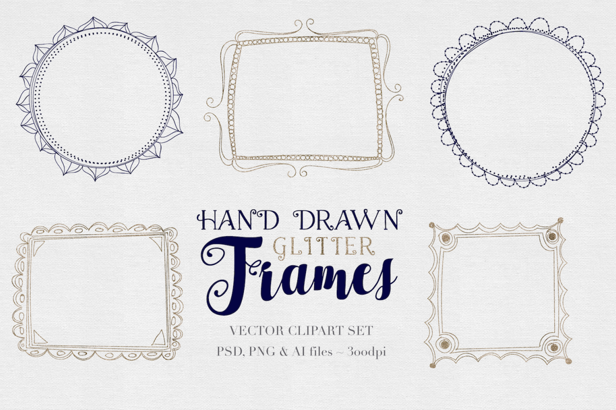 SALE *Sketched Vector Glitter Frames example image 1
