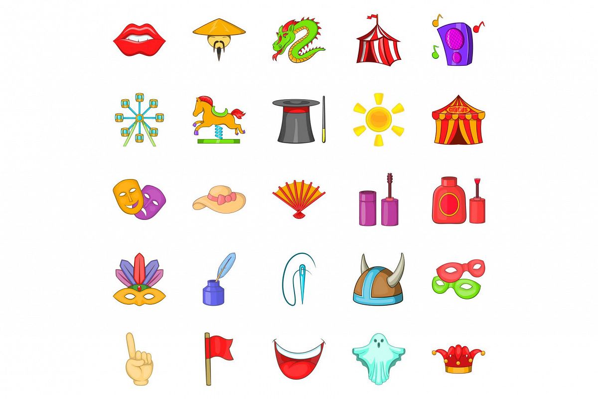 Jollify icons set, cartoon style example image 1