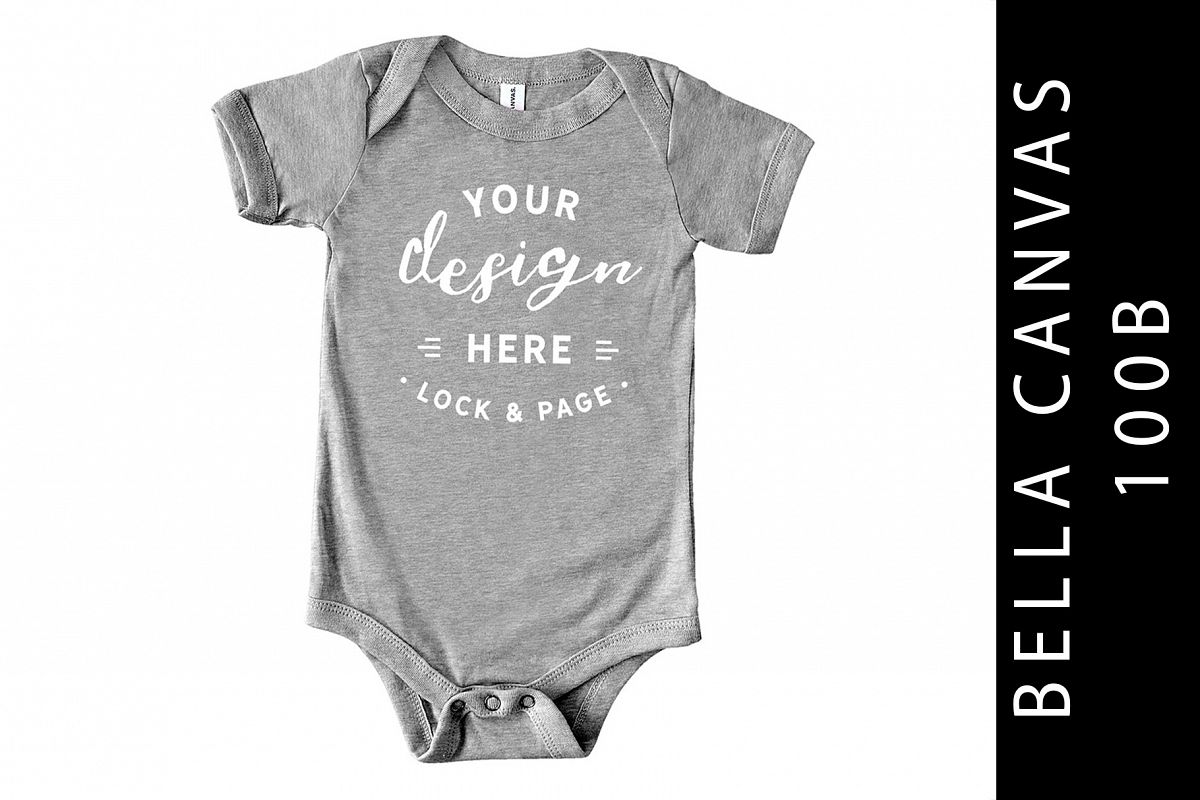 Baby Bella Canvas 100B Romper Mockup Suit Athletic Heather example image 1