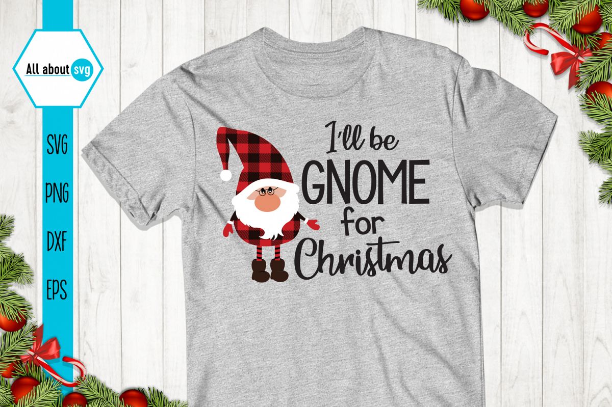 Gnome for Christmas Buffalo Plaid Svg example image 1