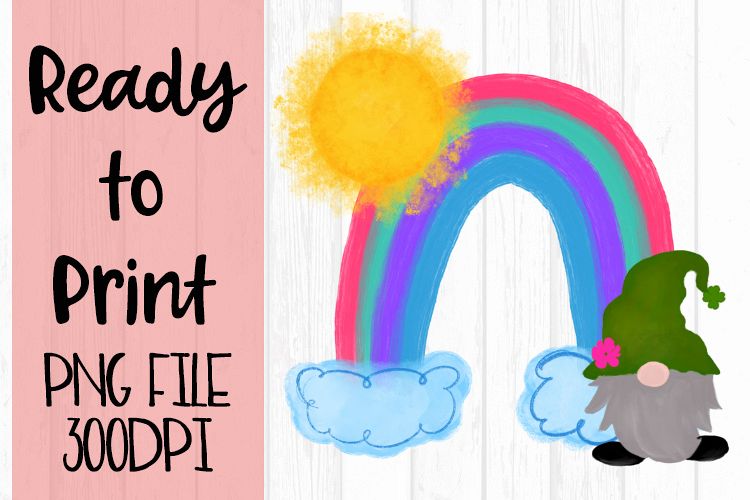 Lucky Rainbow Gnome Ready to Print example image 1