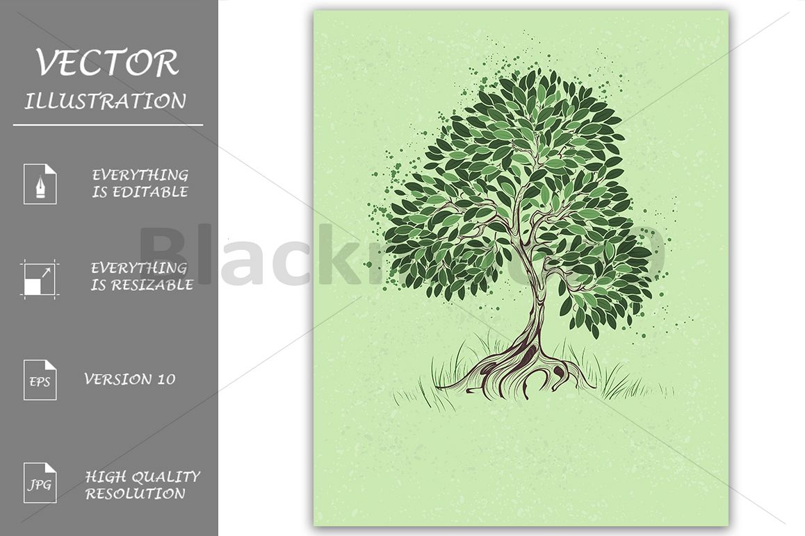 Tree on a Green Background example image 1