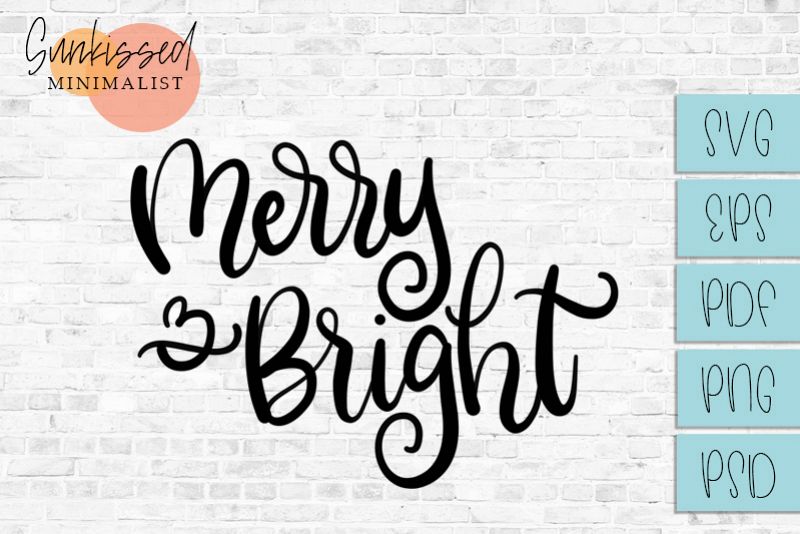 Merry & Bright Christmas SVG example image 1