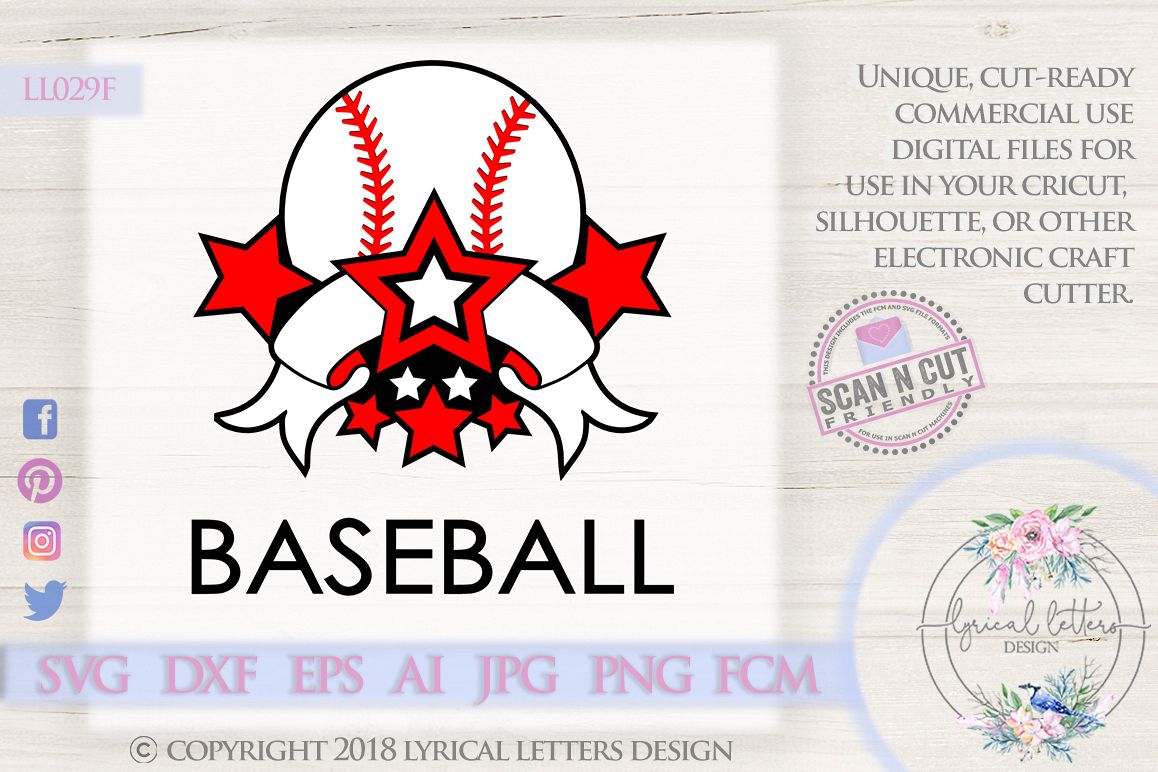 Baseball Sports Banner with Stars SVG DXF FCM LL029F example image 1