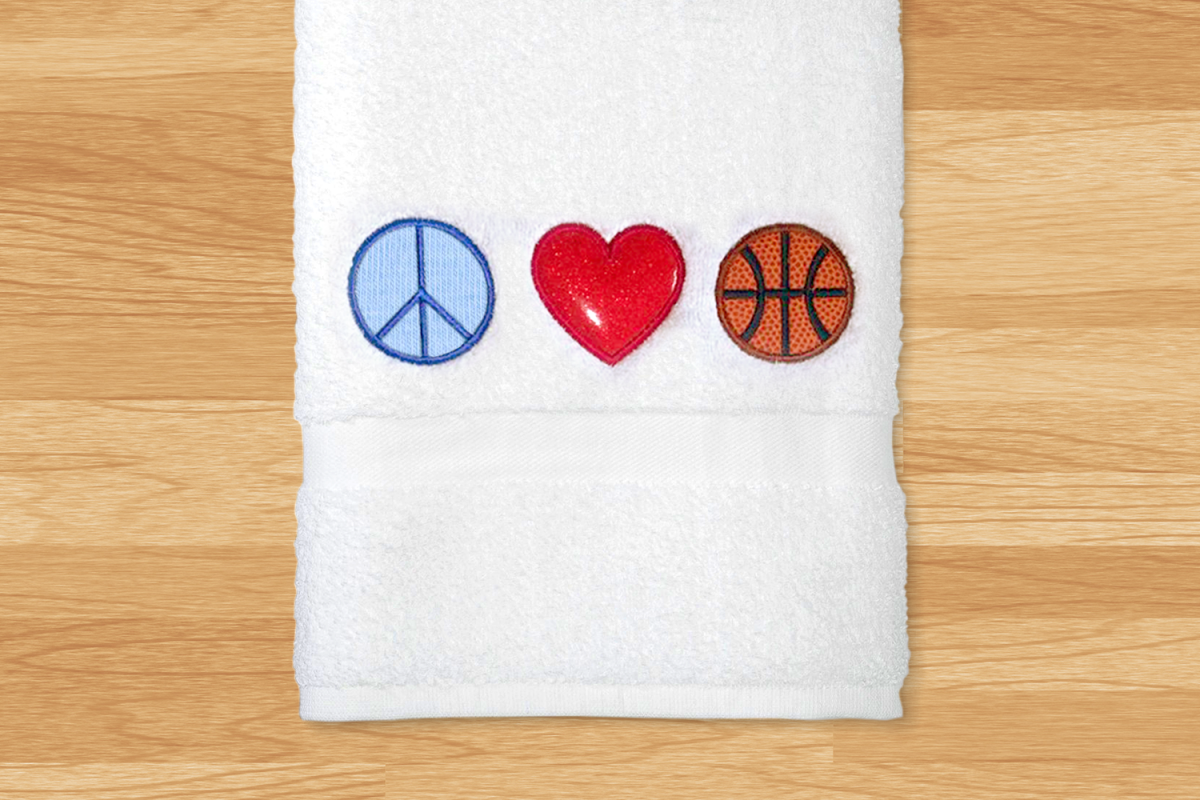 Peace Love Basketball Applique Embroidery Design example image 1