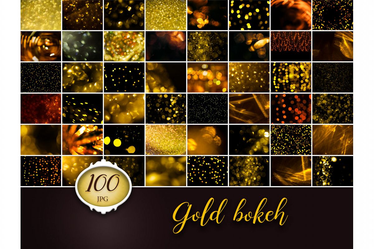 100 Gold Bokeh Photo Overlays example image 1