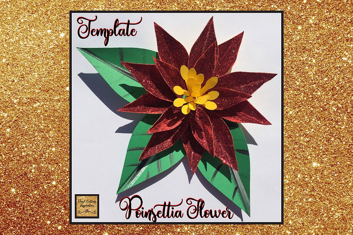 Christmas Svg, Poinsettia Flower Template, 3d Flower svg dxf example image 1