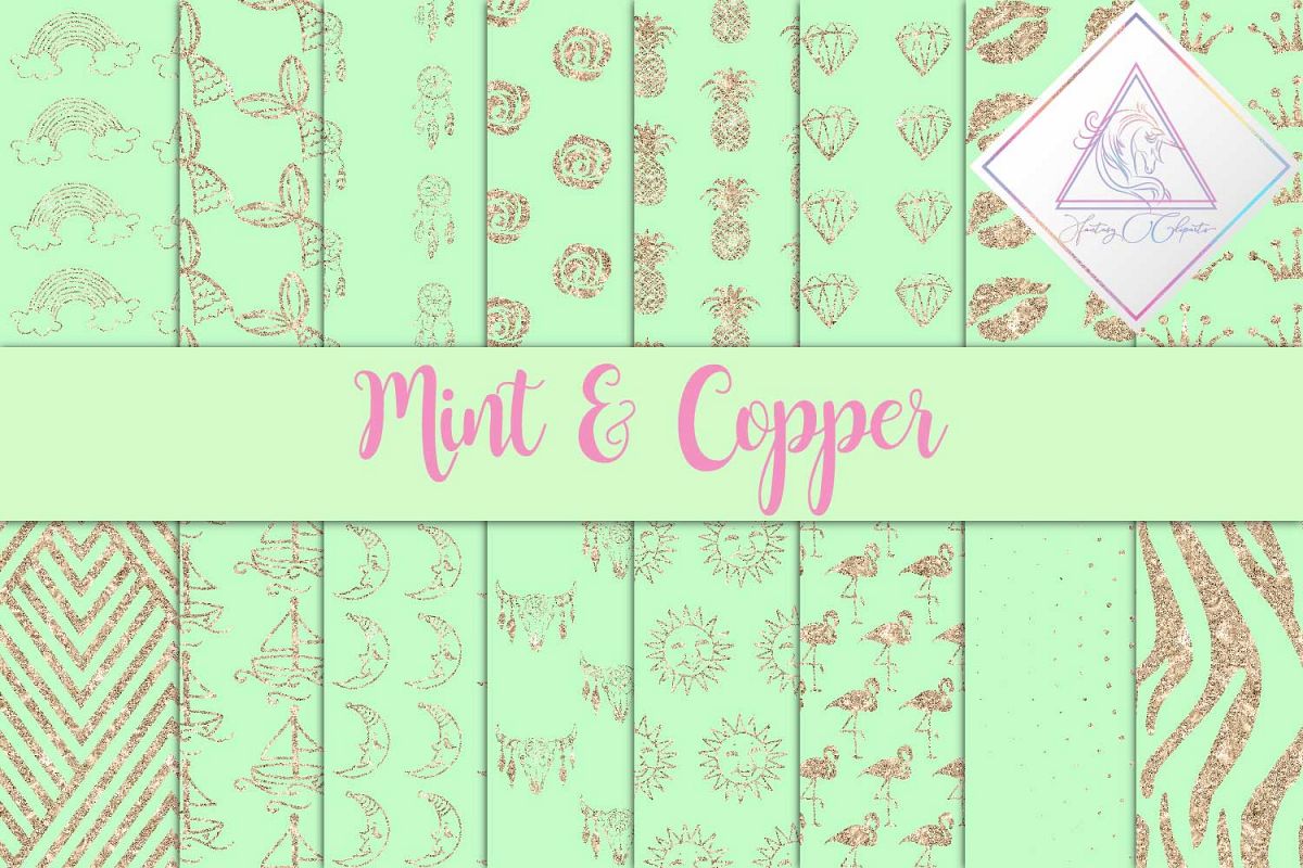 Mint & Copper Digital Paper example image 1