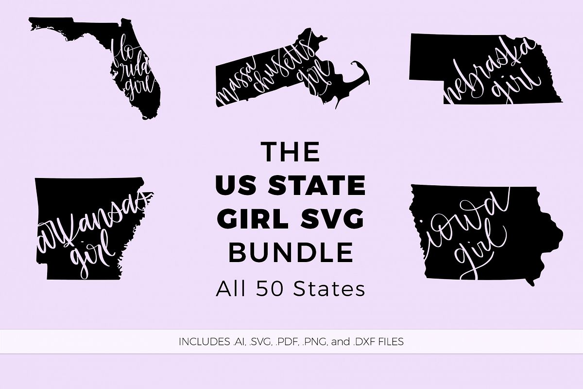 The US State Girl SVG Bundle example image 1