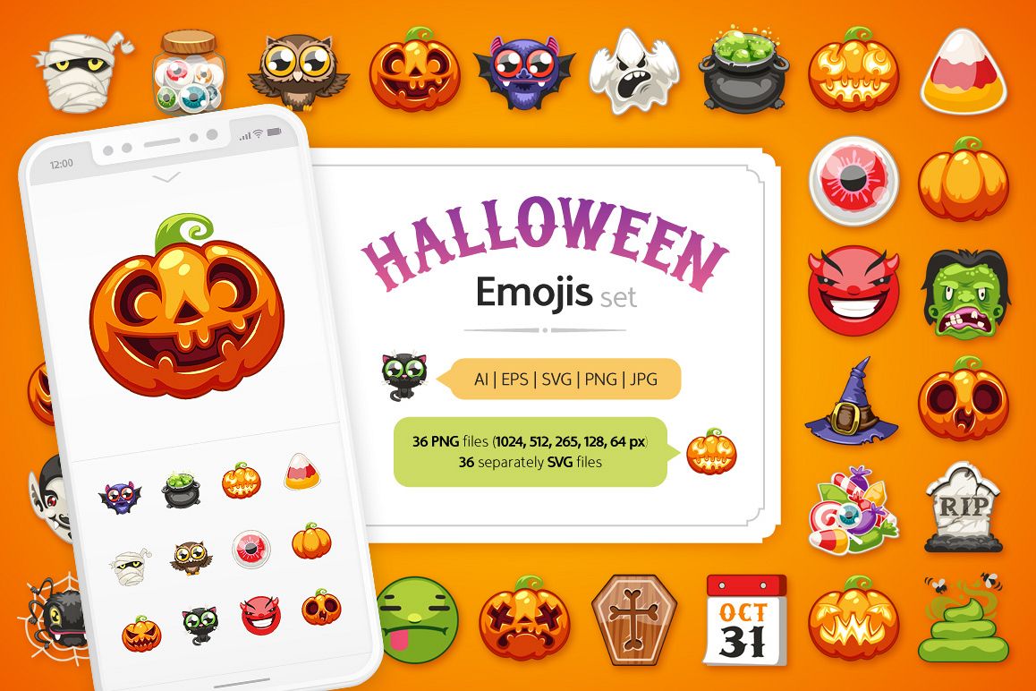 Halloween Emojis Set example image 1