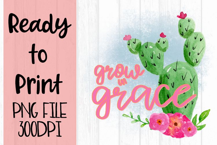 Grow in Grace Watercolor Cactus Ready to Print example image 1