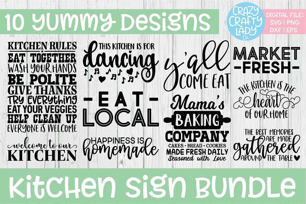Kitchen Sign SVG DXF EPS PNG Cut File Bundle example image 1