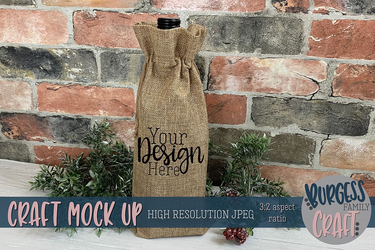 Christmas wine bag2 Craft mock up |High Res JPEG example image 1
