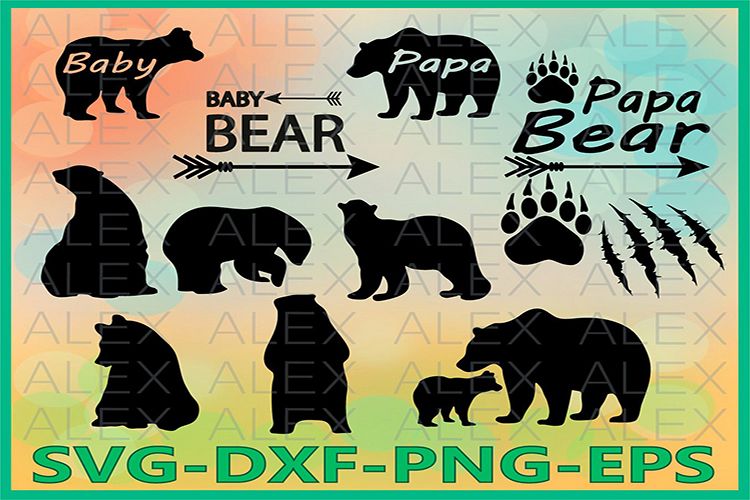 Bear SVG, Bear Silhouette png, eps, svg, dxf, Bear Clipart example image 1
