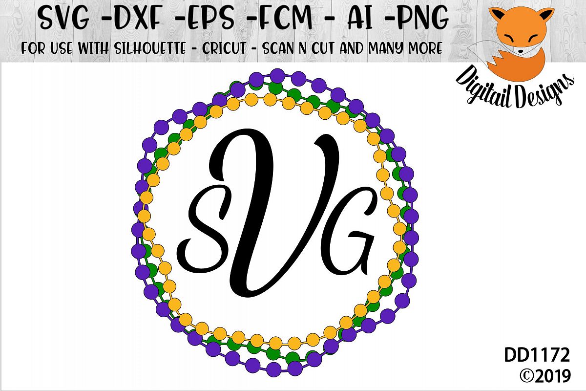 Download Mardi Gras Bead Circle Monogram SVG (197404) | Cut Files ...