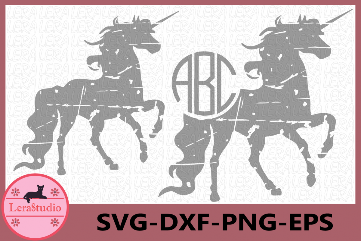 Unicorn Grunge svg, Unicorn Monogram, Unicorn Vector,Digital example image 1