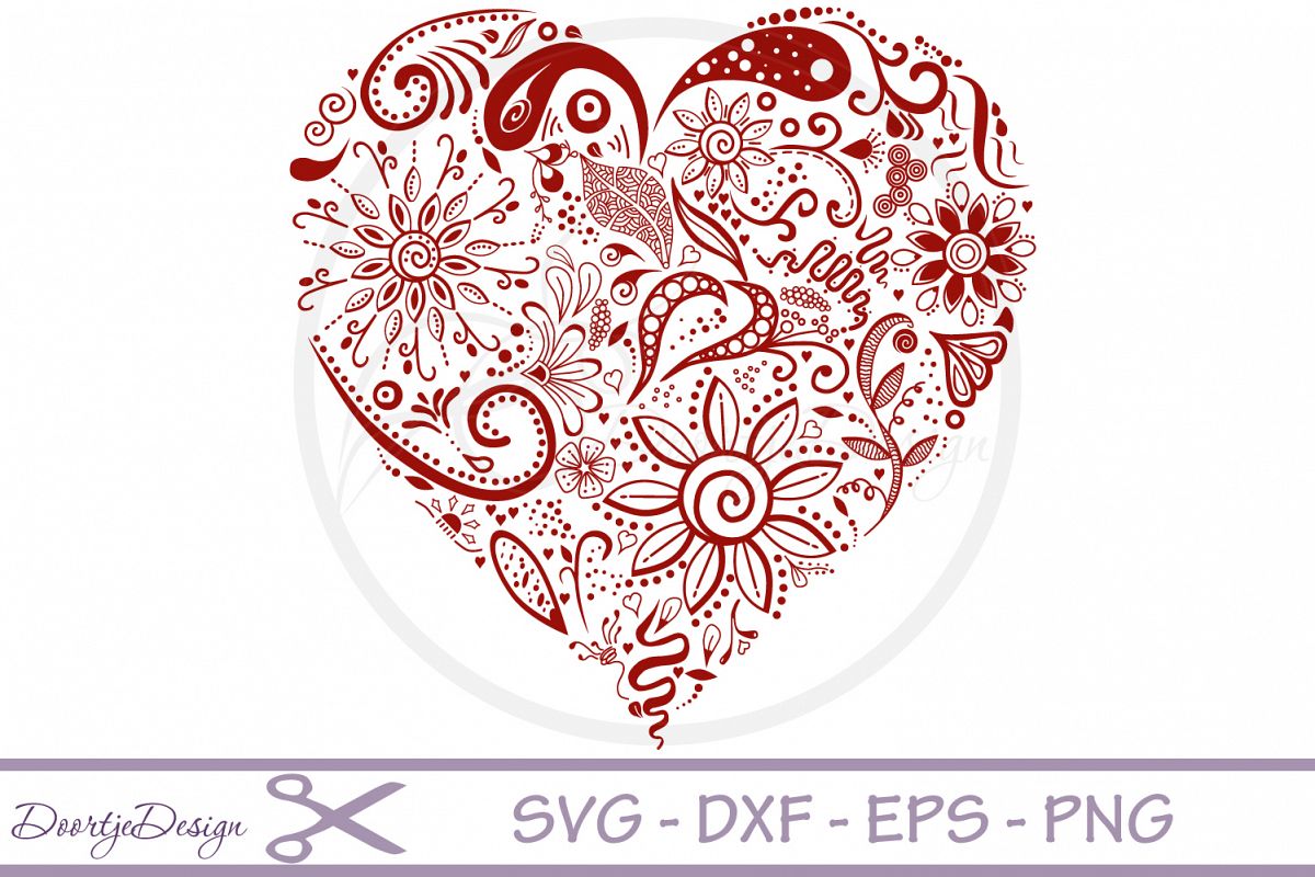Cutting files Heart Floral example image 1
