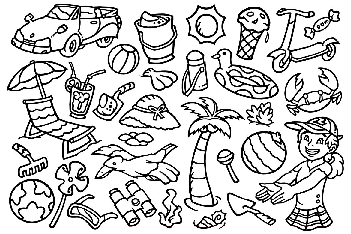 30 Summer Beach Vacation - Doodles Clipart example image 1