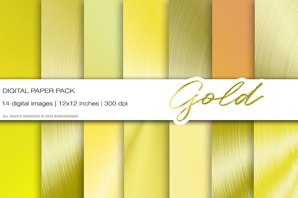 Gold Metallic Digital Paper, Gold Background example image 1