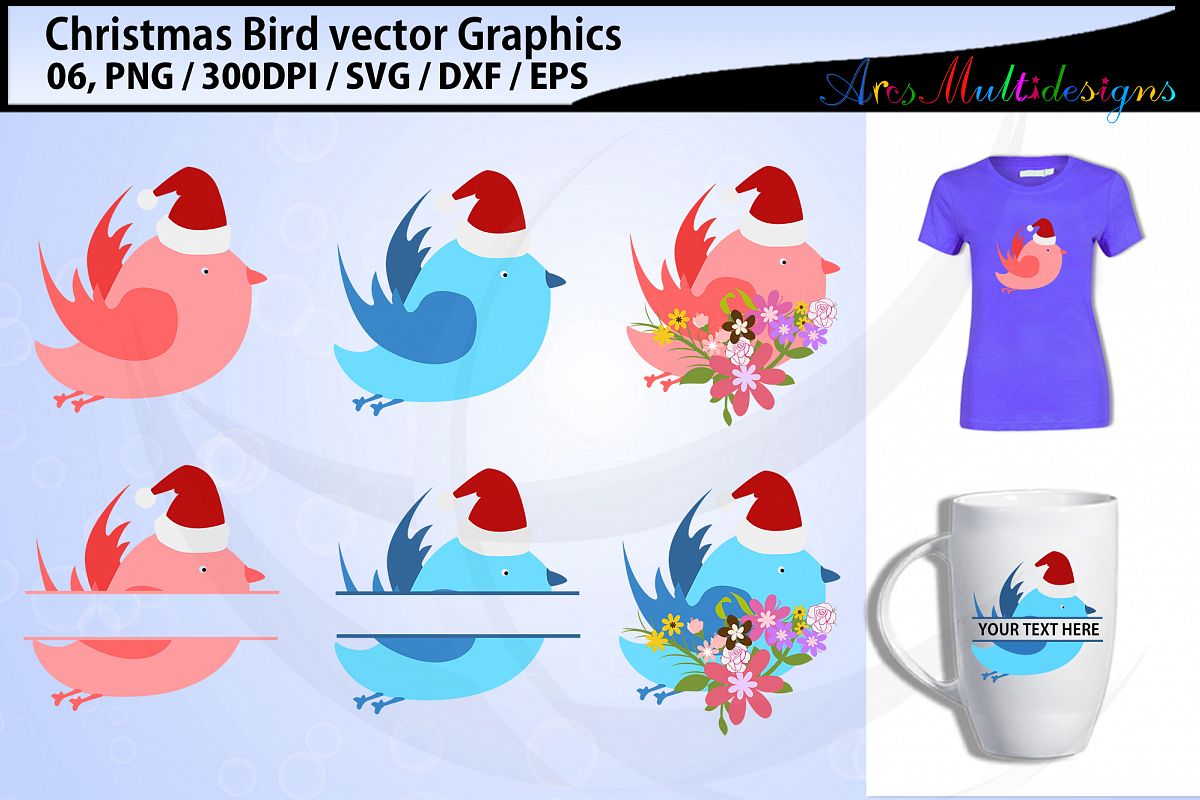 Christmas Birds svg / Christmas love birds svg / floral bird example image 1