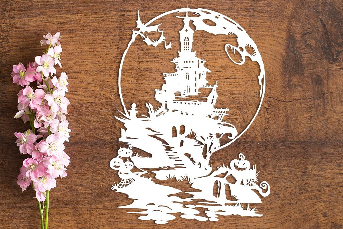 Haunted House - Paper Cutting Template example image 1