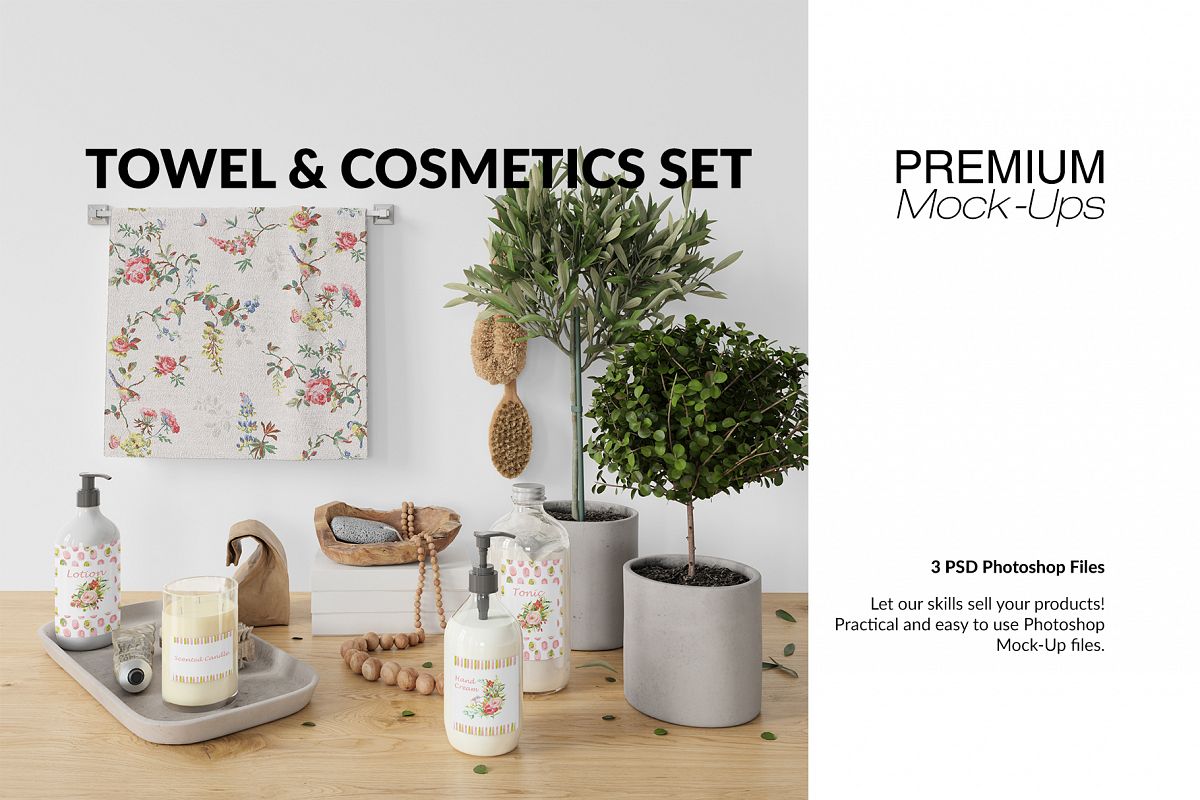 Towel & Cosmetics Mockup Set example image 1