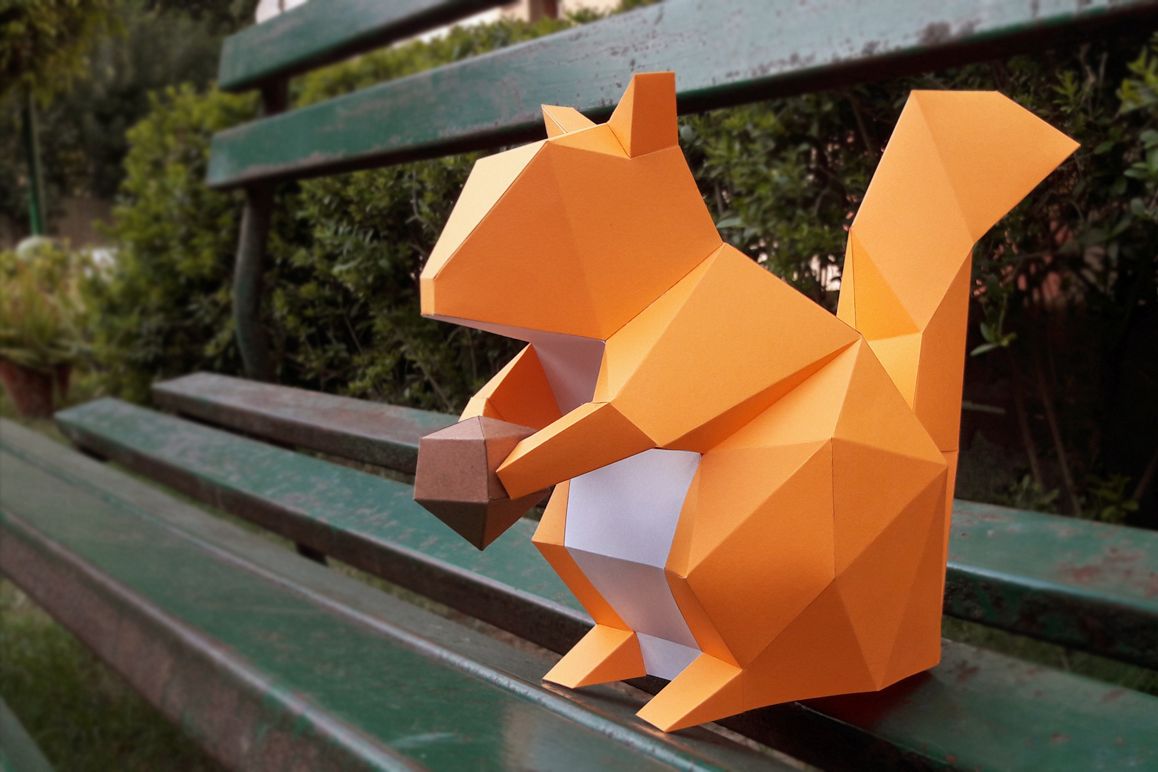 DIY Squirrel 3d papercraft (22301) Printables Design Bundles