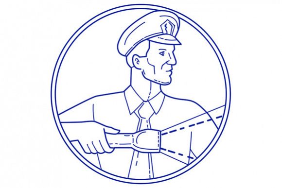 Security Guard Flashlight Circle Mono Line example image 1