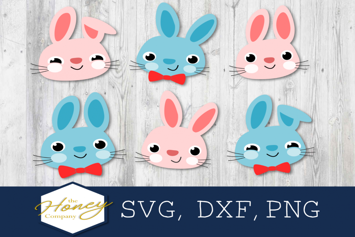 Easter Bunny SVG PNG DXF Happy Easter Spring Bow Tie Rabbit example image 1