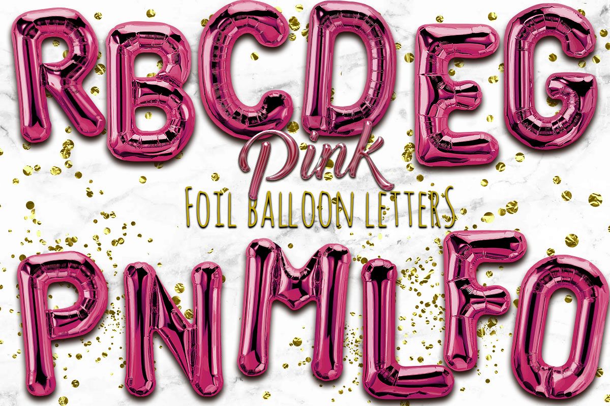 Pink Foil Balloon Numbers PNG- Hand Drawn example image 1