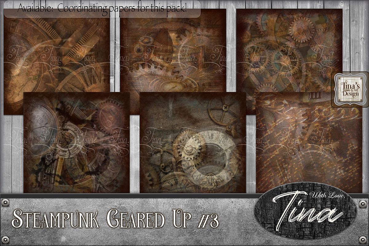 Steampunk Geared Up Gears Clocks Grunge 092918GU3 example image 1