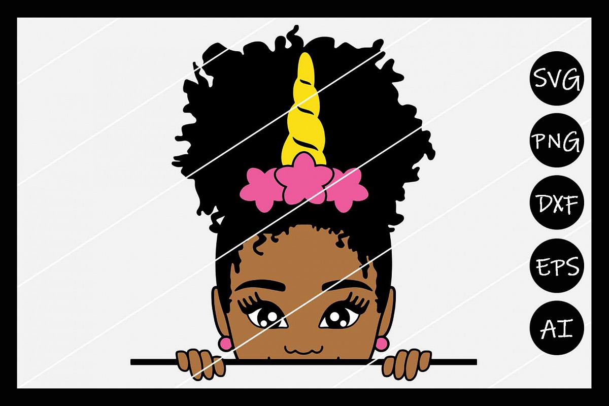African American Afro Girl Puff SVG, Silhouette Cameo, Cut example image 1
