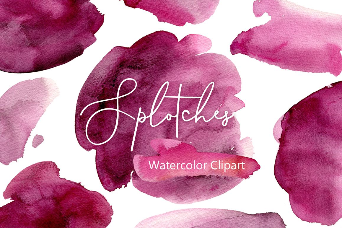 Burgundy Watercolor Splotches Stains PNG example image 1