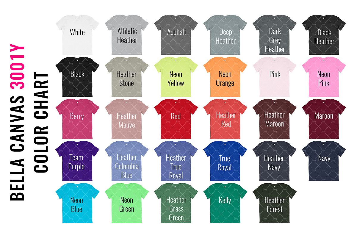 Bella Shirts Color Chart