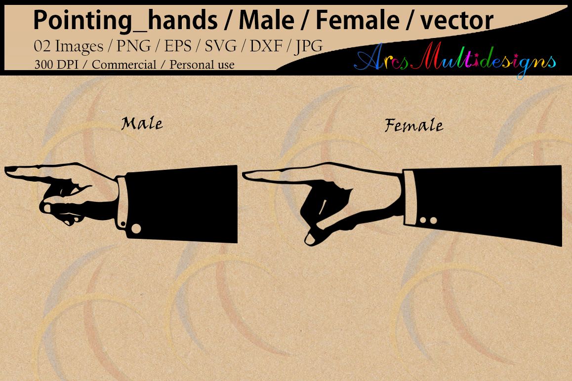 pointing_hands / pointing hands silhouette / male hand / femle hand elements / vector / Png / Eps / Dxf / Svg / Jpg / Commercial use example image 1