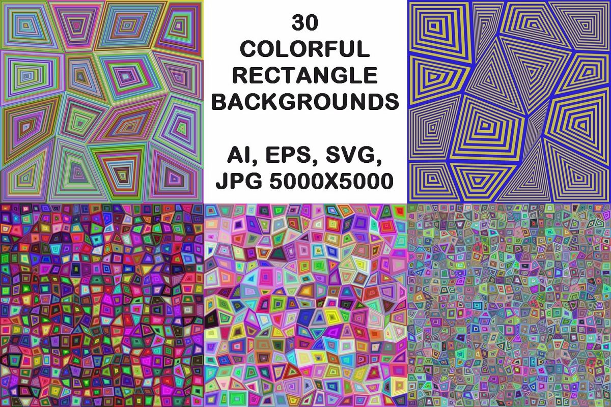 30 colorful rectangle backgrounds (AI, EPS, SVG, JPG 5000x5000) example image 1