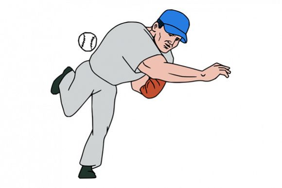 Baseball Player Pitcher Throw Ball Cartoon example image 1