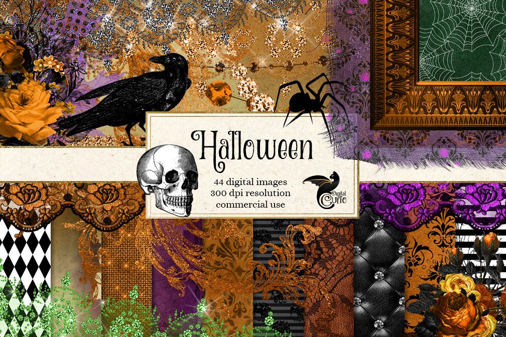 Halloween Digital Scrapbooking Kit (120093) | Illustrations | Design ...