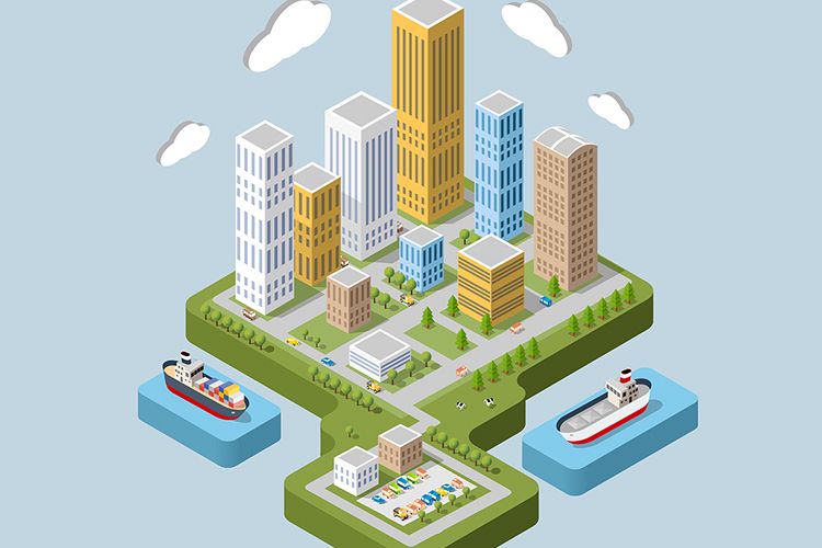 Flat isometric city example image 1