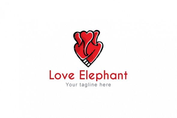 Love Elephant - Creative Heart Shape Animal Stock Logo example image 1